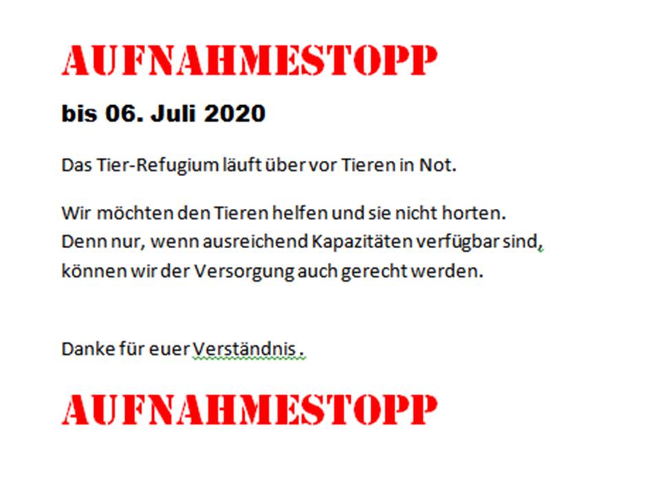 Aufnahmestpp